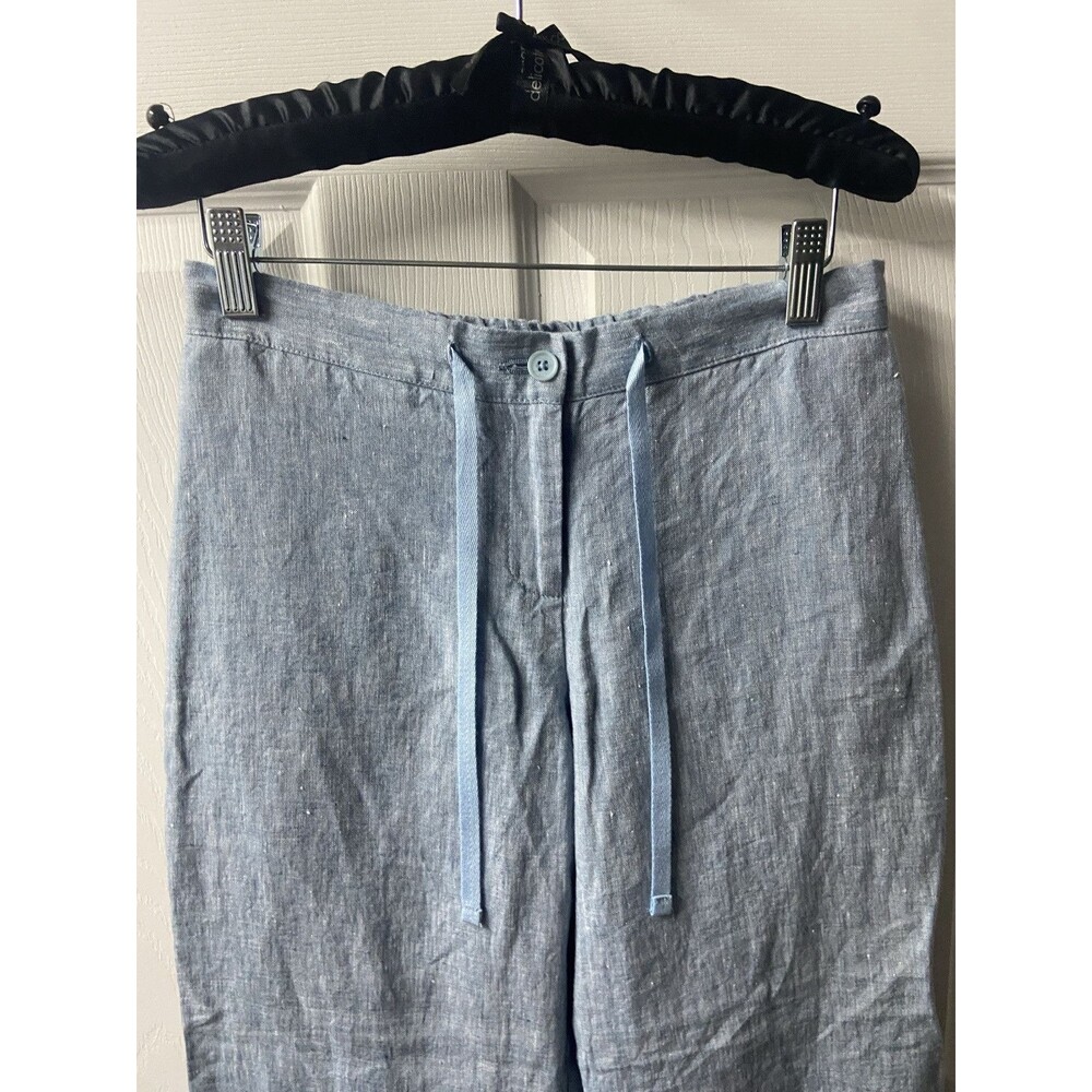 Boden Casual Linen Pants Seaspray Blue Relaxed Tapered Cropped Leg NWT US 4R - Picture 3 of 12